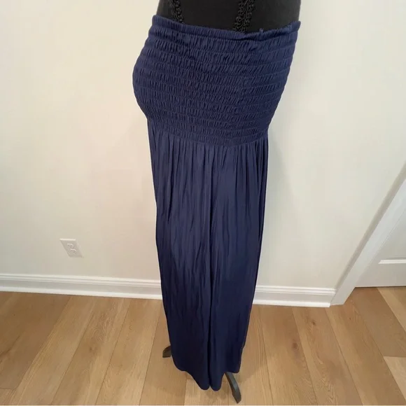 Lilly Pulitzer Navy Blue Strapless Silk Finish Maxi Dress Size Small - Picture 4 of 16